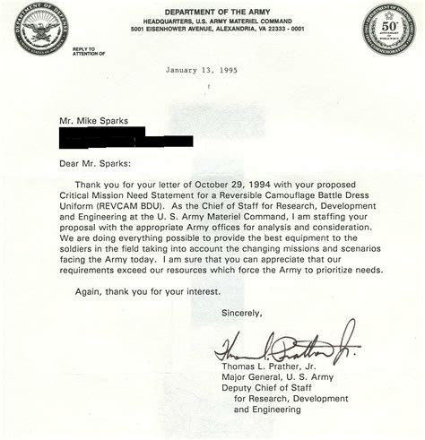 army letter of concern regulation.